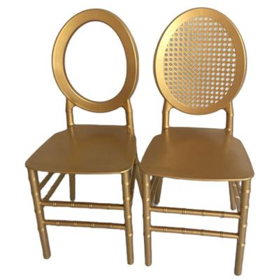 China DEACORY Wholesale Modern Gold Pipe Hotel Restaurant Wedding Banquet Wooden Furniture Dining Chairs for sale