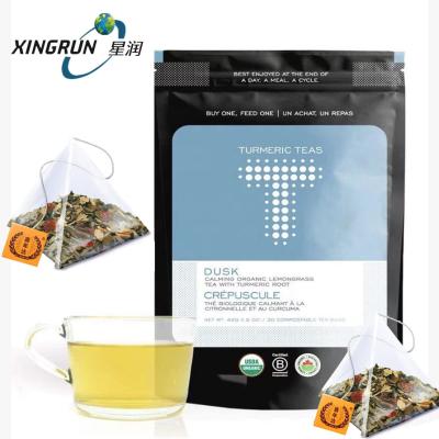 China OEM DIY Best Fancy Biodegradable Nylon Mesh Silk Empty Pyramid Tea Bag / Triangle Tea Bag With String And Tag for sale