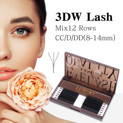 China 3D W-Shaped False Eyelash Extensions CC/D/DD Curl Natural Thick Style 12 Rows Extra Thick Cosplay Lashes for sale