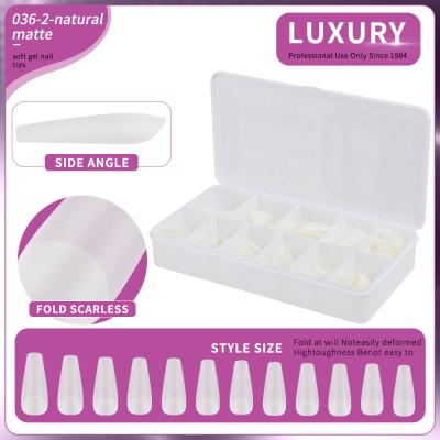 China 500pcs/Box Medium Coffin Nail Tips Natural Matte Full Cover Acrylic Pre-Shaped Nail Tips 11 Sizes for sale