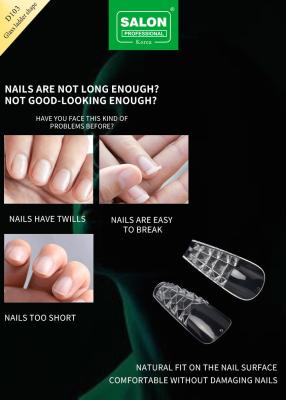 China 500PCS Ladder Shape Nail Tips Set Embossed Glass False Nails With Storage Box Acrylic Nail Art Kit For Salon for sale