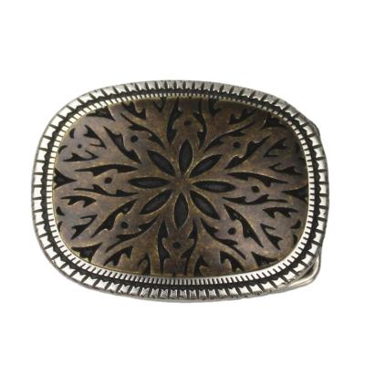 China Two Color Plate Buckle Makers Antique Brass Plating Custom 3D Belt Buckle Pattern Plate Buckles for sale