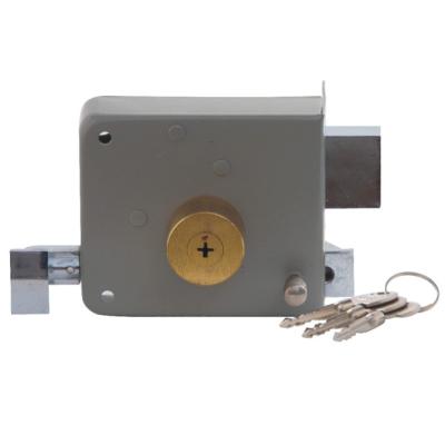 China Entry Painting Rim Lock For Outer Door With 3 Pcs Cross Key Cylinder for sale