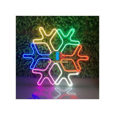 China Commercial Use Starking 60*60cm Snowflake LED Pattern Light IP65 Christmas Theme Party Decoration Neon Light for sale