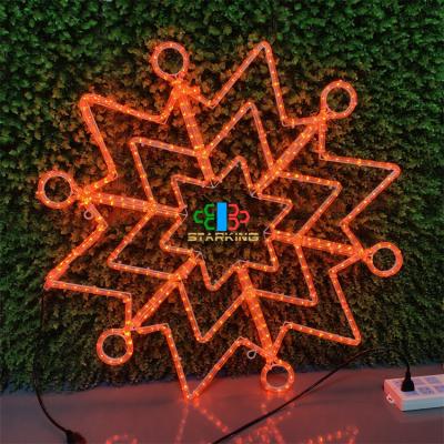 China Commercial Use 90cm Snowflakes Pattern Rope Light Christmas Halloven Festival Decoration Light Orange Flexible Light for sale