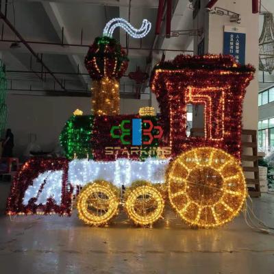 China CUSTOM Pattern 3D LED Outdoor Christmas Lighted Train for Rooftop Christmas Yard Decorations for sale