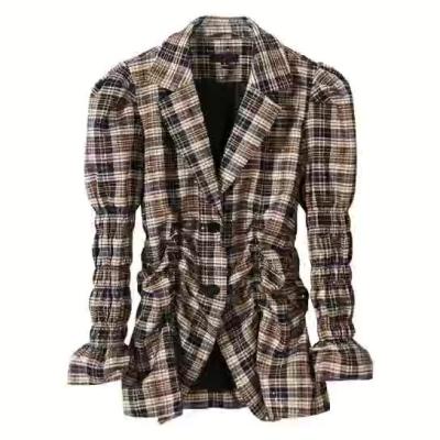 China High quality breathable personality ladies autumn blazer ladies noble and comfortable plaid blazer for sale