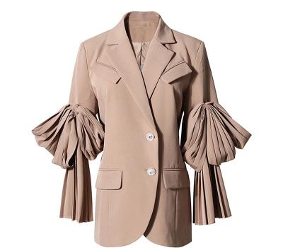 China New Fashion Ladies Breathable Blazer Long Sleeve Slim Fit 100% Polyester Ladies Bubblegum Sleeve Blazer for sale