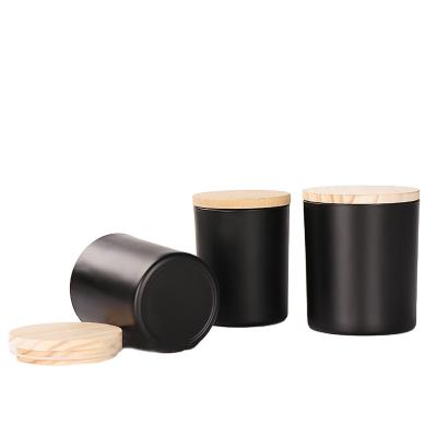 China Matte Black Glass Candle Jars Customized Wholesale Luxury Empty High Temperature Resistant For Candle Making for sale