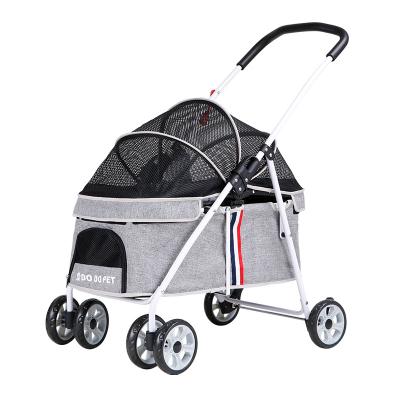 China Foldable LC Travel Dog Stroller Pet Stroller Low Push Stroller Viable Small Size Trolley Carrier 4 Wheels for sale