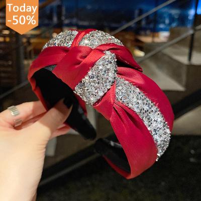 China 2022 New Fashion Release Girl's Korean Party Bling Crystal Knotted Headbands for sale