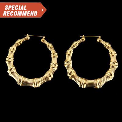 China Hot Selling Trendy Fashion Personalized Custom Large Gold Big Circle Circle Door Knocker Bamboo Earrings for sale