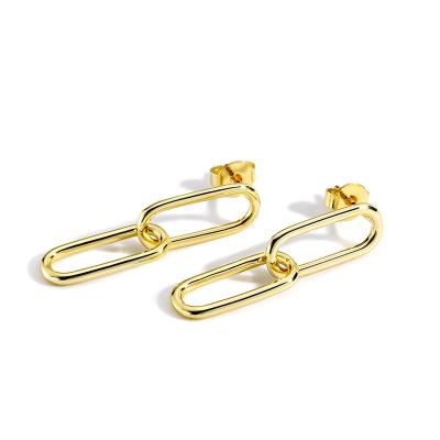 China Trendy Fashion 18k Gold Plated Link Earring Jewelry Stainless Steel Paper Earrings For Women Costume Jewelry for sale