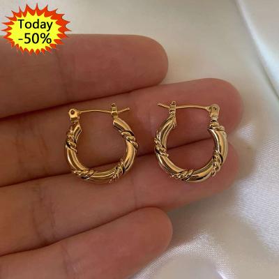 China 2021 Fashion 18K Stainless Steel Lead Free Gold Plated Nickel Hoop Earrings Tube Hoop Earrings No Jewelry for sale