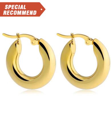 China Fashionable earrings for women 2022 vintage European and American style simple circle titanium gold earrings for sale