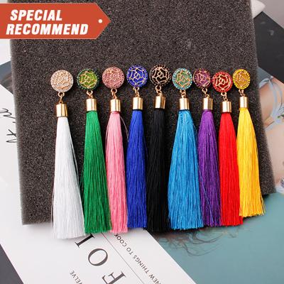 China Wholesale Trendy Rose Flower Metal Long Gold Fan Tassel Drop Earrings For Women for sale