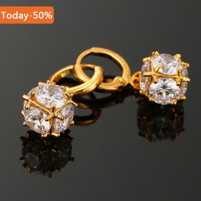 China Fashion Big Diamond Crystal Hoop Earring Gold Plated 18k Gold Earrings Romantic High Quality Jewelry For Women for sale