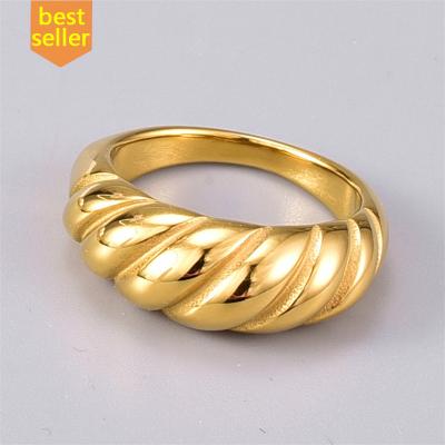 China CLASSIC Wholesale High End 18k Gold Plated Crescent Rings Stainless Steel Rings For Women Rings Trendy Jewelry for sale