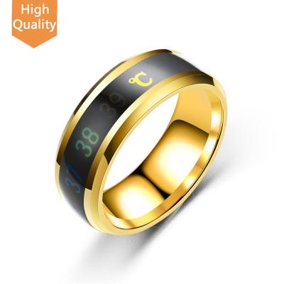 China New Technology Fashionable Design Custom Titanium Steel Intelligent Temperature Sensing Waterproof Ring Men Jewelry for sale