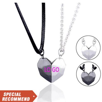 China New Fashion TRENDY Couples Love Heart Shaped Pendant Chain Necklaces Magnetic Jewelry Magnet Half for sale