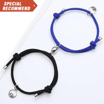 China Fashion 2022 popular lovers magnet bracelet men and women woven gift magnet rope alloy bracelet wholesale for sale