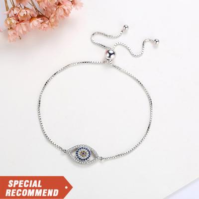 China Fashionable Wholesale Women Shape Gift Bracelets Jewelry Evil Eyes Bangle Shape 925 Silver Charm Bracelet for sale