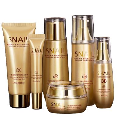 China Specification Neutral Natural Snail Extract Face Currency Skin Care Gift Packaging Set for sale