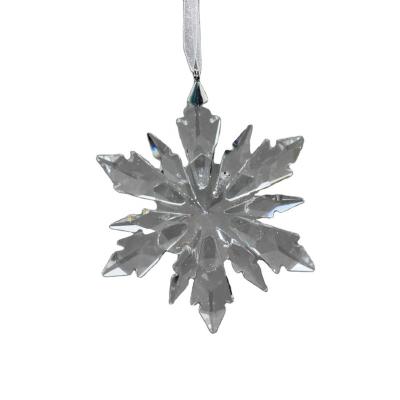 China 2023 Handmade Wholesale Snowflake Icicle Christmas Tree Decoration Hanging Glass Ornament for sale