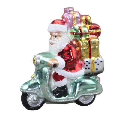 China Lovely Santa on the Bike Series Christmas Tree Glass Dome Indoor Christmas Ornaments Suitable for Home Party Hanging Decoration for sale