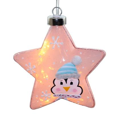 China Christamas Home Christmas Tree Decoration Colorful LED Hanging Glass Star for sale