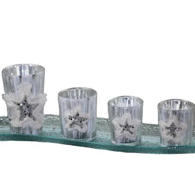 China Wholesale Christamas Home Decor Glass Candle Holders For Candle Making for sale