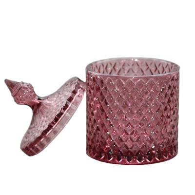 China Wholesale Christamas Home Decoration Candle Glass Jar With Lid For Candle Making for sale