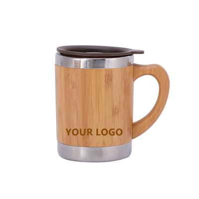 China Viable Bamboo Coffee Mug With Handle Stainless Steel Coffee Mugs With Logo Custom Insulated Coffee Cup for sale