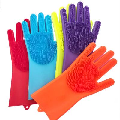 China Dish Washing Silicone Mitt Silicone Scrubber Gloves Magic Silicone Brush Gloves for sale