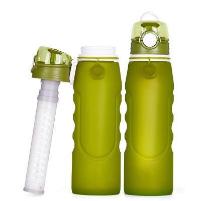 China Portable Car Water Filter Bottle Sport Silicone Water Filter Bottle Filter Water for sale