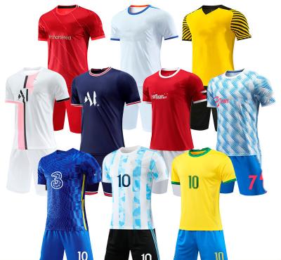 China 21-22 Season Soccer Uniform Real Thailand Quality Men + Kids Kits Comfortable Custom Logo Printed Logo for sale