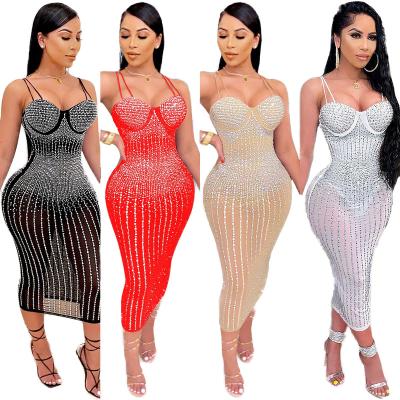 China Summer 2022 anti-static new plus size women's long dresses sexy sling bodycon bodycon sexy tight fitting women's dresses for party for sale