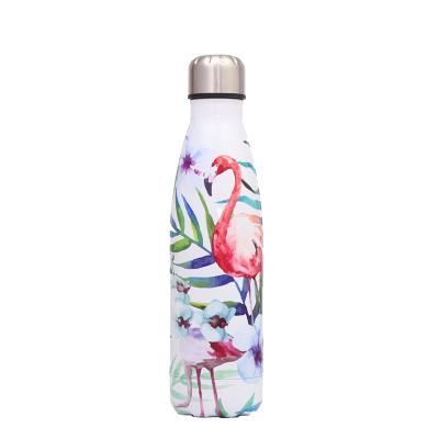 China Flamingo Design PORTABLE Double Wall Stainless Steel Metal Vacuum Insulated Water Bottle for sale