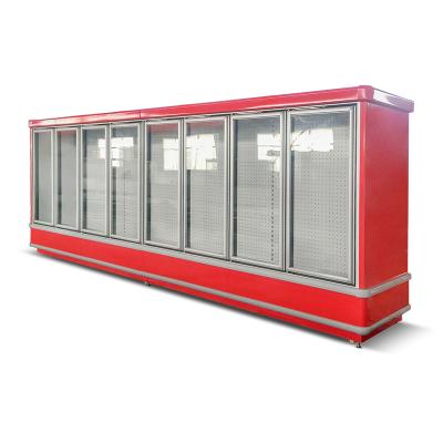 China Multi Deck Display Glass Compressor Vertical Door Refrigerator Wall Encloses Glass Door Display Cooler for sale