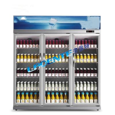 China Single-Temperature Horizontal Freezer Door Refrigerator Glass Juice Drinks Display Cooler Freezer Showcase For Supermarket for sale