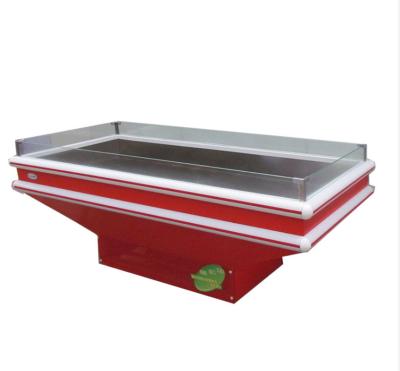 China Single-temperature supermarket ice seafood display table stainless steel frozen table fish chicken freezer for sale