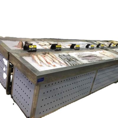 China Portable Single-temperature Supermarket Frozen Food Display Table 304 Stainless Steel Ice Table For Seafood for sale