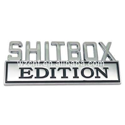 China Custom Car Decoration SHITBOX EDITION 3D Symbolize Chrome Badge Car Sticker Decoration for sale