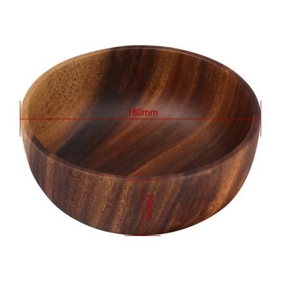 China Sustainable Medium Size 7x2.8 Inch Natural Acacia Wood Salad Serving Bowl for sale