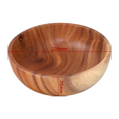 China Large 8.7x2.8 Inch Acacia Wood Salad Bowl Serving Bowl Sustainable for sale