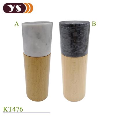 China Customized 2 viable in mutual set of 1 wood and marble lid salt and pepper mill salt and pepper grinder for sale