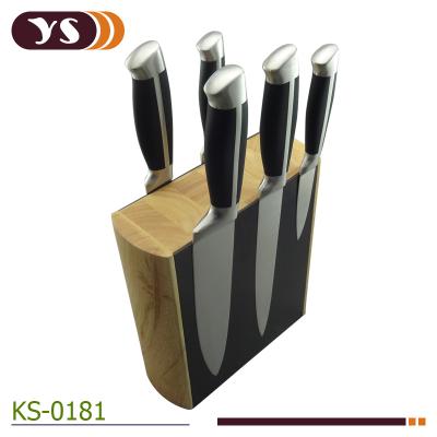 China Disposable Rubber Wooden Magnet Knife Block With Hollow Handle Kitchen Knife Set for sale