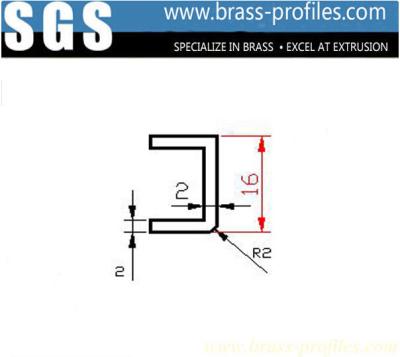 China External Dimensions 16mm x 2mm Extruded Brass U Shaped Channel for sale