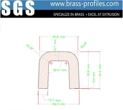 China External Dimensions 54mm x 51mm Solid Brass Channel Copper U Channel for sale