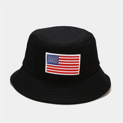 China Casual Fashion Outdoor Camping Hiking Hat American Flag Cotton Bucket Hat Custom Logo Sun Hats for sale